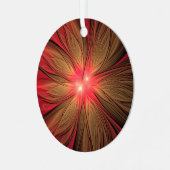 Roodbruine bloem metalen ornament (Voorkant links)