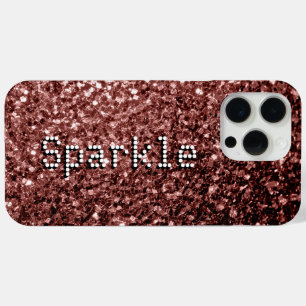 Roodbruine faux glitters sprankelen Jouw tekst iPhone 15 Pro Max Hoesje