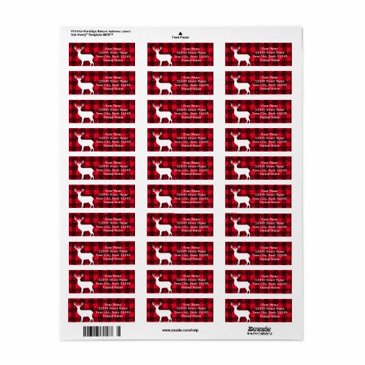 Roodbuffelhert met kerstmis etiket (Full Sheet)