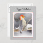 Roodbuikspecht schilderij originele vogelkunst briefkaart (Voorkant / Achterkant)