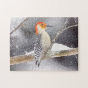 Roodbuikspecht schilderij originele vogelkunst legpuzzel