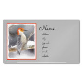 Roodbuikspecht schilderij originele vogelkunst magnetisch visitekaartje (Voorkant)