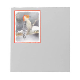 Roodbuikspecht schilderij originele vogelkunst notitieblok