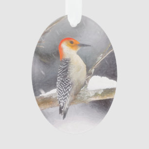 Roodbuikspecht schilderij originele vogelkunst ornament