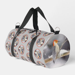 Roodbuikspecht schilderij originele vogelkunst plunjezak