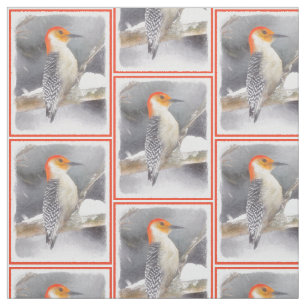 Roodbuikspecht schilderij originele vogelkunst stof