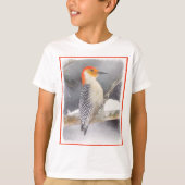 Roodbuikspecht schilderij originele vogelkunst t-shirt (Voorkant)