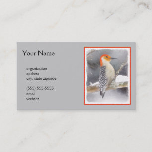 Roodbuikspecht schilderij originele vogelkunst visitekaartje