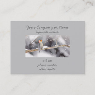 Roodbuikspecht schilderij originele vogelkunst visitekaartje