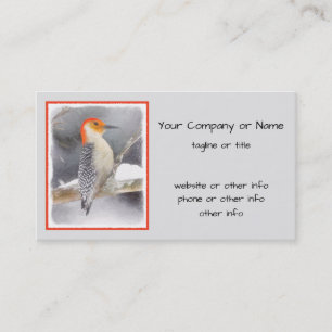 Roodbuikspecht schilderij originele vogelkunst visitekaartje