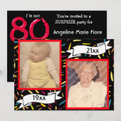 Roodbundel Letter 80th Birthday Celebration Kaart (Voorkant / Achterkant)