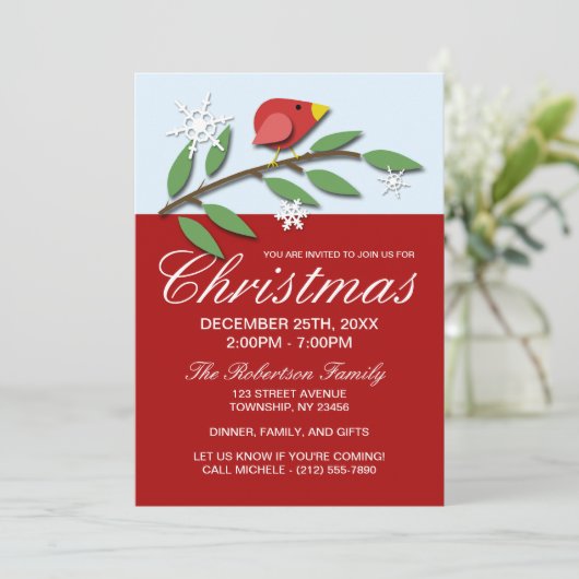 Roodfeestdag kerstfeestdagen kaart (Staand voorkant)