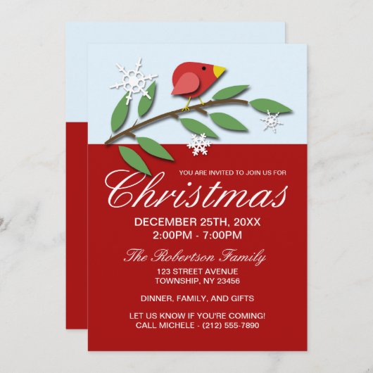 Roodfeestdag kerstfeestdagen kaart (Voorkant / Achterkant)