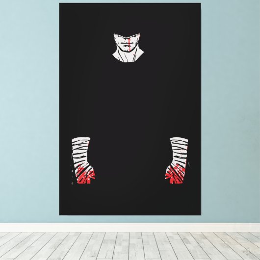 Roodgekleurde krijger van schaduwen canvas afdruk (Insitu (Houten vloer))