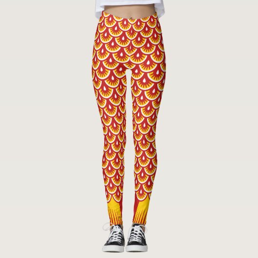 roodgeschubde goudvisstaart leggings (Voorkant)