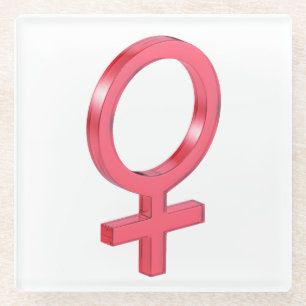 Roodglas vrouw geslachtsteken glazen onderzetter