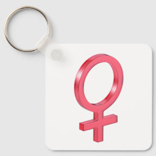 Roodglas vrouw geslachtsteken sleutelhanger