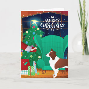 Roodgrens Collie Kerstmis en kerstcadeau Feestdagen Kaart