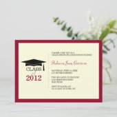 Roodgrens pet tassel afstuderen bekendmaking kaart (Staand voorkant)