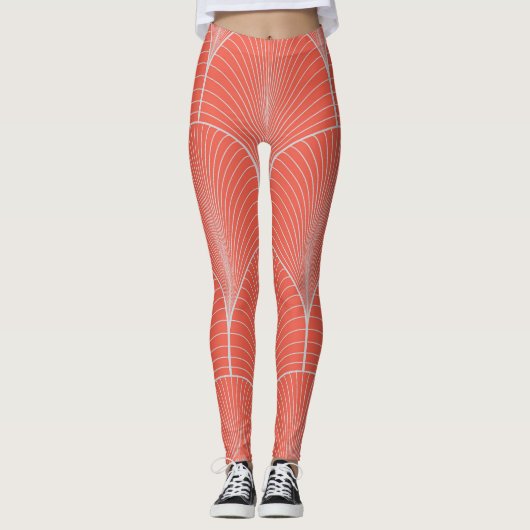 Roodgrijze art deco,  behang. leggings (Voorkant)