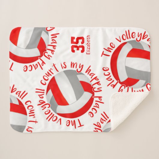 roodgrijze volleybalrechtbank blij met plaatstypog sherpa deken (Voorkant (horizontaal))