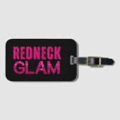 Roodhals Glam Pink Glitter op Zwart Bagagelabel (Voorkant (horizontaal))