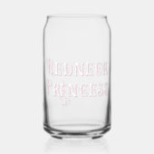 Roodhals Prinses Fancy Tekst Roze Blikvorm Glas (Voorkant)