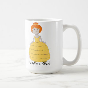 Roodharig Meisje Lange Gele Jurk "Gingers Rock" Mo Koffiemok