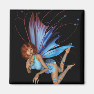 Roodharige 3D Pixie - Paarse & Blauwe Magneet