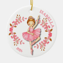 Roodharige ballerina in roze