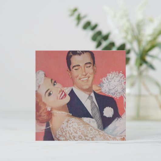 Roodharige bruid met groene ogen trouwdag save the date (Staand voorkant)