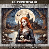 Roodharige dame van vervloekte schedels in gotisch tissuepapier