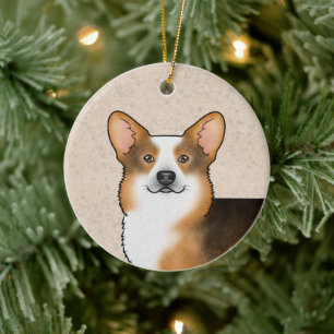 Roodharige driekleurige Pembroke Welsh Corgi en na Keramisch Ornament