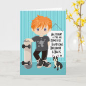 Roodharige krachtige & dappere jongenskaart kaart (Gele Bloem)