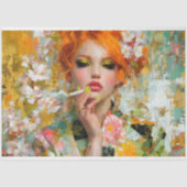 Roodharige met groene nagels en sigarettenontkoppe tissuepapier (Voorkant)