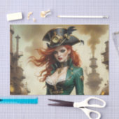 Roodharige Steampunk Beauty Decoupage Paper Tissuepapier (Craft)