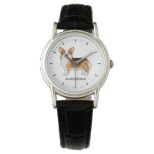 Roodharige tricolor Pembroke Welsh Corgi en naam Horloge