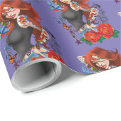 Roodharige Vrouw Tattoos Cadeaupapier (Rol Hoek)