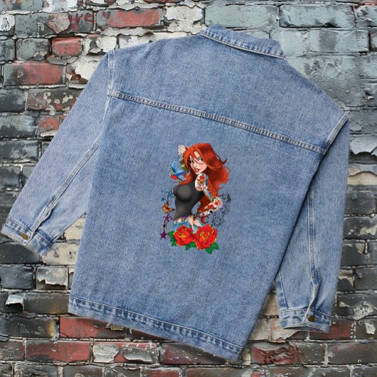 Roodharige Vrouw Tattoos Denim Jacket