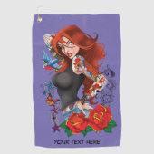 Roodharige Vrouw Tattoos Golfhanddoek (Voorkant)