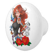 Roodharige Vrouw Tattoos Keramische Knop (Rechts)