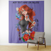 Roodharige Vrouw Tattoos Wandkleed (In situ)