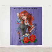 Roodharige Vrouw Tattoos Wandkleed (Voorkant)