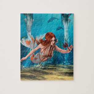Roodharige Zeemeermin Onderwater Fantasie Kunst Legpuzzel