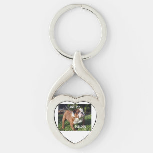 roodhond en witte liefde sleutelhanger