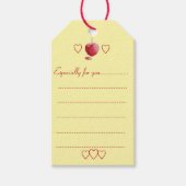 roodkaarsen met een liefdeshart branderig romantis cadeaulabel (Voorkant)