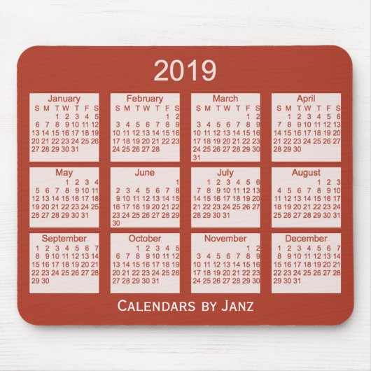 Roodkalender 2019 van Janz Muismat (Voorkant)
