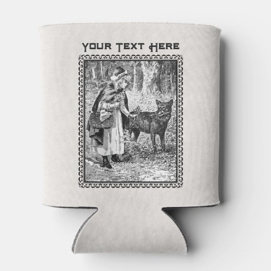 Roodkapje in het bos Bloemen Wolf Zwart Wit Blikjeskoeler (Achterkant)