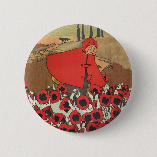 Roodkapje plukken klaprozen Button (Voorkant)