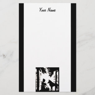 Roodkapje Wolf in zwart Silhouet op wit Briefpapier